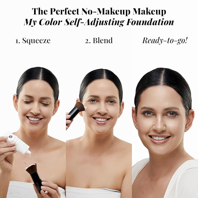 Jerome Alexander My Color 3PC Self Adjusting Full Coverage Foundation Makeup with Kabuki Brush and AirFinish Setting Spray (Medium)