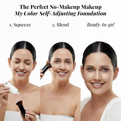 Jerome Alexander My Color 3PC Self Adjusting Full Coverage Foundation Makeup with Kabuki Brush and AirFinish Setting Spray (Medium)