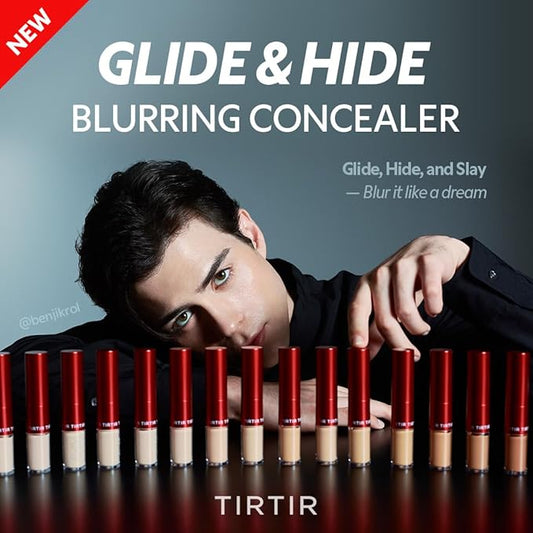 TIRTIR Glide&Hide Blurring Concealer - Creamy texture, Conceals dark circles and wrinkles, Dual formula (liquid tip & balm stick), Long-lasting wear, Korean Makeup, #9N, 0.28 Oz