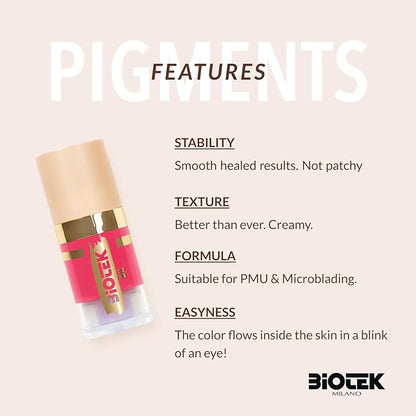 Biotek Lip Pigment for Permanent Makeup - Bright Hot Pink Lip Color - Made in Italy - Bite 0,24 fl.oz.