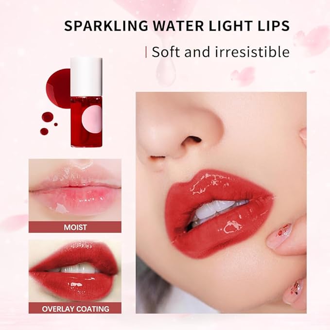 Lip Tint Stain, Lip Glosses, Moisturizing Lip Stain, Lip Tint, Skin Tint, Lip-Plumping, Non-sticky, Long Lasting Lip Makeup (Apple)