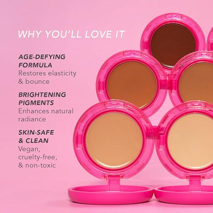 Doll 10 Peptide Bounce Balm Foundation™ – Hydrating, Age-Defying Foundation for Older Women, All Skin Types – Vegan, Clean, Natural, Medium Buildable Coverage, Blurs Fine Lines - [Deep]