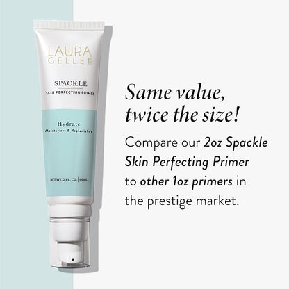 LAURA GELLER NEW YORK Balance-n-Brighten Powder Foundation, Sand + Spackle Super-Size Makeup Primer with Hyaluronic Acid, Hydrate