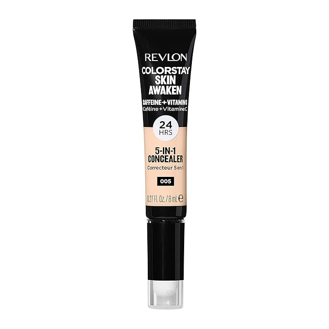 Revlon ColorStay Skin Awaken 5-in-1 Concealer, Lightweight, Creamy Longlasting Face Makeup with Caffeine & Vitamin C, For Imperfections, Dark Circles & Redness, 005 Fair, 0.27 Fl Oz