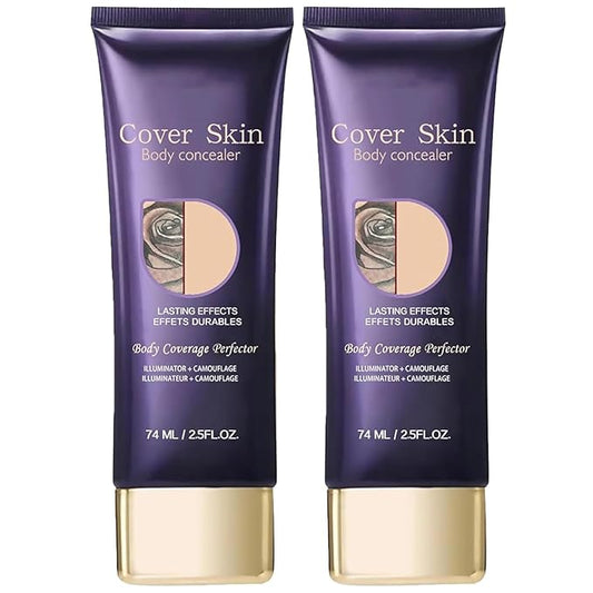 2Pcs Body Makeup Coverage Set, All Over Complexion Perfector, Waterproof Complexion Perfector, Long-Lasting Transfer-Resistant Cream, Cream Body Makeup