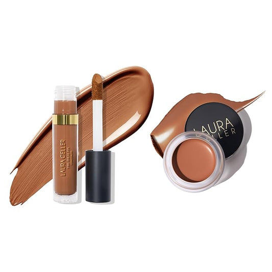 LAURA GELLER NEW YORK Ideal Fix Concealer and Cancel-n-Conceal Set, Deep: Full Coverage Liquid Concealer and Color Corrector Kit