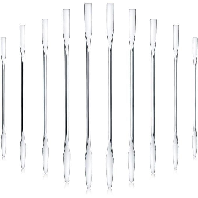 Shappy 10 Pcs Makeup Spatula Scoop Foundation Spatula Stainless Steel Mini Depotting Double-headed Makeup Tool for Mixing Cosmetics Facial Nail Art