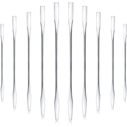 Shappy 10 Pcs Makeup Spatula Scoop Foundation Spatula Stainless Steel Mini Depotting Double-headed Makeup Tool for Mixing Cosmetics Facial Nail Art