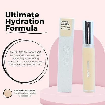 HAUS LABS BY LADY GAGA Triclone Skin Tech Hydrating + De-puffing Concealer with Fermented Arnica 02 Fair Golden