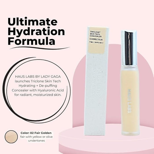 HAUS LABS BY LADY GAGA Triclone Skin Tech Hydrating + De-puffing Concealer with Fermented Arnica 02 Fair Golden