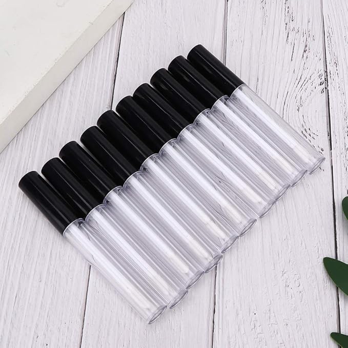 Lipstick Refillable Bottle, 10-pack Small Empty Lip Gloss Tubes 2.5ml Mini Lip Gloss Bottles Empty Lip Gloss Tube Suitable for Lipstick Samples Diy Lip Gloss (black)