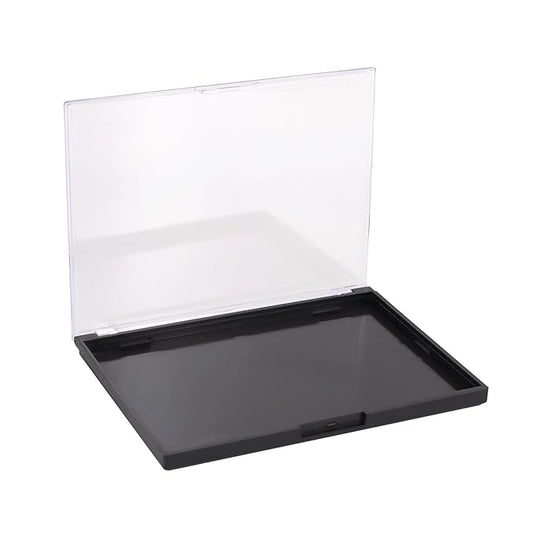 Magnetic Makeup Palette with Clear Top, Empty Eyeshadow Pan Dispensing Storage Box with 40Pcs Adhesive Metal Stickers for DIY Cosmetics Lipstick Blush Powder(Medium Palette - 5.7"x4.3")
