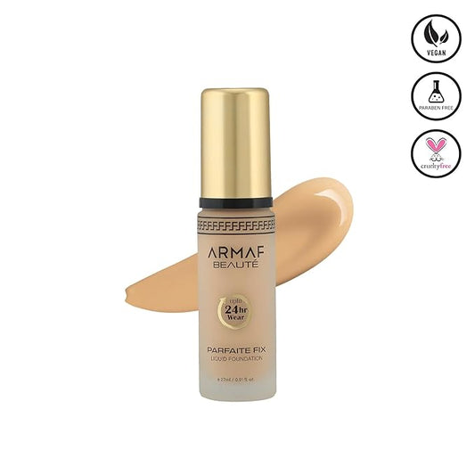 Armaf Beauté Parfaite Fix Liquid Foundation Makeup - Water Resistant, Lasts Up To 24 Hours | Burly Wood, 27 ml/0.91 fl.oz