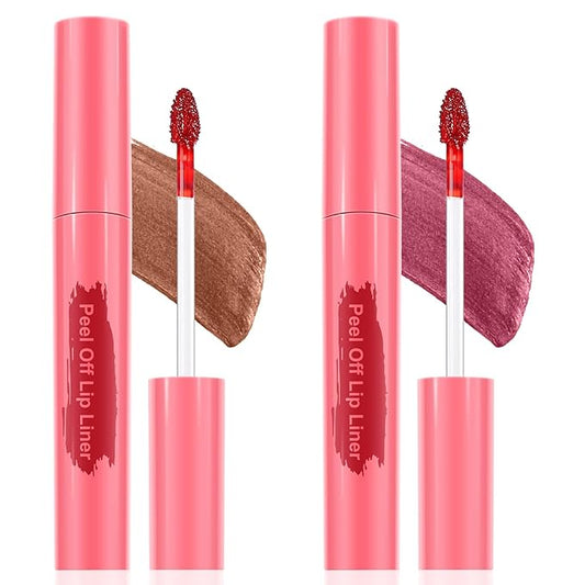 Lip Stain Peel Off - Long Wear Tattoo Lip Liner, Waterproof & Transfer-proof Peel Off Lip Stain with Matte Finish, Lip Tint For All Skin Types (2PCS-Nude&Mauve, 2 Count (Pack of 1))