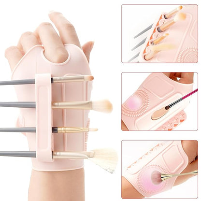 Makeup Mixing Palette Wrist Strap,Foldable Makeup Brush Storage Palette,Silicone Hand Wrist Makeup mixing tray Draw Assistance Tool for Small to Medium Brush
