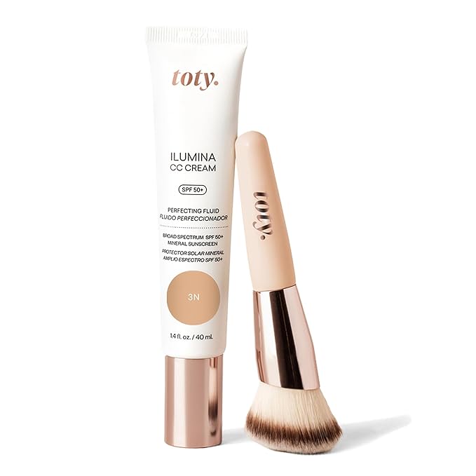 by Sofia Vergara - Ilumina CC Cream SPF 50+ & Ilumina Brush - 100% Mineral Color Correcting Cream + Angled Complexion & Foundation Blending Brush - Tinted moisturizer with spf - 3W Bundle
