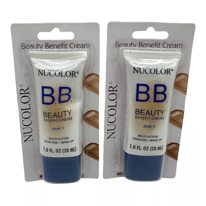 Beauty Cream Multiaction Foundation Skincare Makeup Alternative, Dark 1, Pack of 2