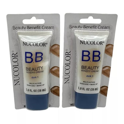 Beauty Cream Multiaction Foundation Skincare Makeup Alternative, Dark 1, Pack of 2