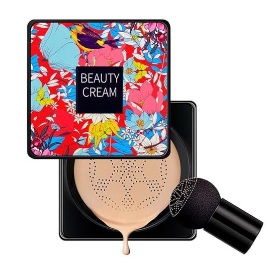 Mushroom Head Air Cushion BB Cream Even Skin Tone Makeup Base PrimerConcealer Lasting Nude Makeup Moisturizing Brightening Pigment CC Liquid Foundation (C-lvory)