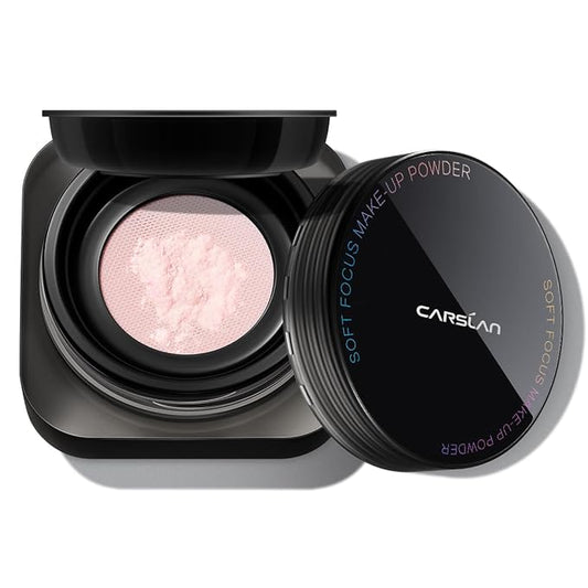 Soft Focus Makeup Powder Waterproof Oil Control Setting Powder 04Pink and 3D Liquid Highlighter 02, Face Cosmetics Kit, 2Pcs