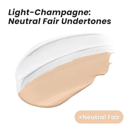 Color Change Liquid Foundation, Radiant Light White Makeup Foundation with SPF 15/PA++, Infused Vitamins E,Purslane,Paeonia,Opuntia Extracts,Champagne-Neutral Fair, 1 Fl Oz