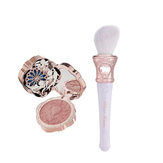 Flower Knows Little Angel Cream Blush 04 Rose Ashes+Butterfly Cloud Collar Angled Powder Brush Frosty Wisteria