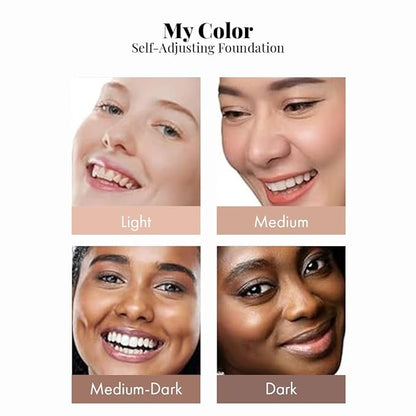 Jerome Alexander My Color 3PC Self Adjusting Full Coverage Foundation Makeup with Kabuki Brush and AirFinish Setting Spray (Medium)