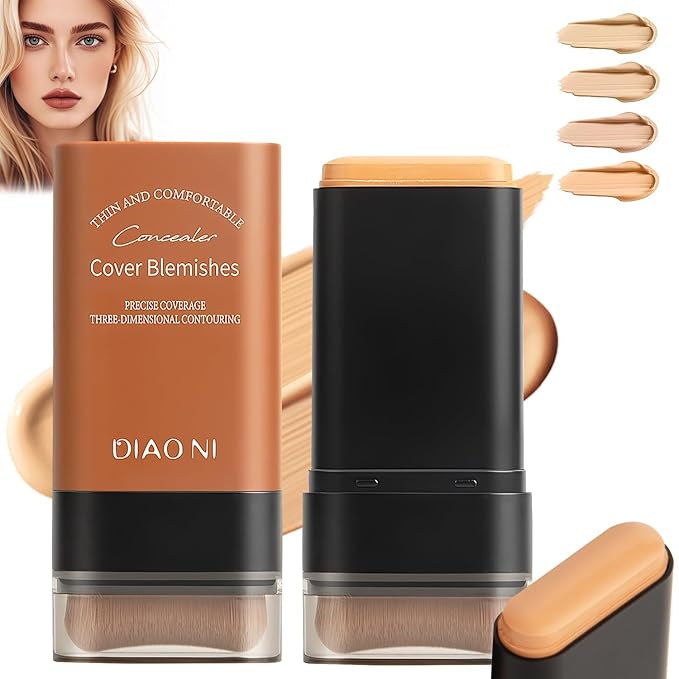 Flawless Eraser Foundation Stick,Korean Hydrating Lightweight Foundation Stick with Brush,Multi-Use Foundation Stick Makeup, Waterproof Thin and Cover Blemishes for All Skin Types (deep wheat, 05)