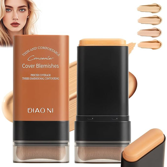 Flawless Eraser Foundation Stick,Korean Hydrating Lightweight Foundation Stick with Brush,Multi-Use Foundation Stick Makeup, Waterproof Thin and Cover Blemishes for All Skin Types (deep wheat, 05)