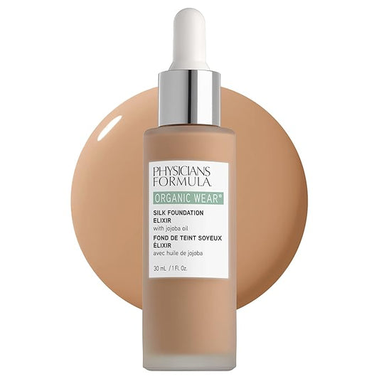 Physicians Formula Organic Wear All Natural Liquid Foundation Elixir Light-to-Medium, Full Coverage | Dermatologist Tested, Clinicially Tested