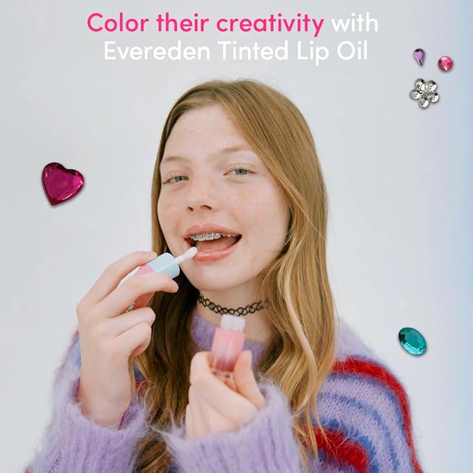 Evereden Kids Tinted Lip Gloss: Sheer Red - Non Toxic, Vegan Clean Makeup for Kids - Soothing & Hydrating Lip Gloss with Cherry, Peach, & Cranberry Oils