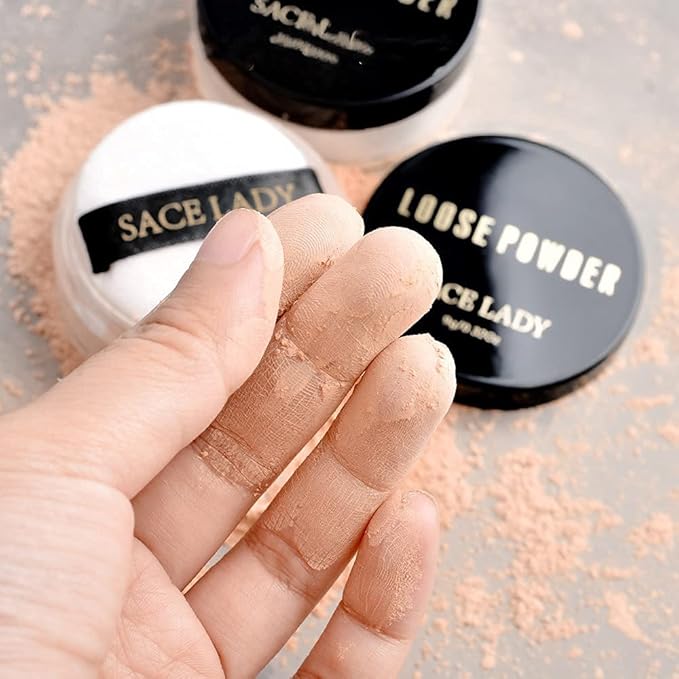 SACE LADY Face Make-Up Set Liquid Concealer and Matte Oil Control Loose Powder, Waterproof Long Lasting Poreless Makeup Base