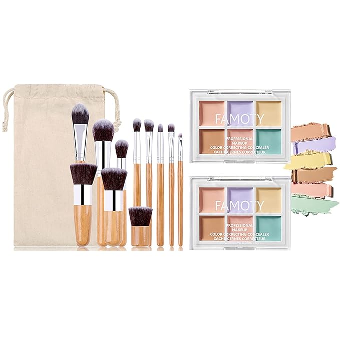 Professional Makeup Cream Contour Palette, Joyeee 6 Colours Concearler Full Coverage & Makeup Brush Set Contour Concearler Palette Contouring Face Make Up Gift for Women Girls