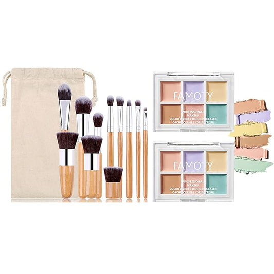 Professional Makeup Cream Contour Palette, Joyeee 6 Colours Concearler Full Coverage & Makeup Brush Set Contour Concearler Palette Contouring Face Make Up Gift for Women Girls