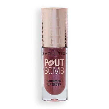 Revolution, Pout Bomb Shimmer Gloss, High-Shine Lip Gloss & Shimmer for Glossy Lips with Hyaluronic Acid & Sweet Vanilla Scent, Berry Lustre, 0.15 Oz