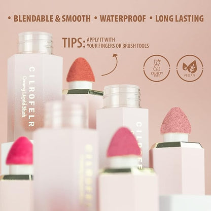 Cilrofelr Soft Cream Liquid Blush, Creamy Blush Makeup for Cheek, Dewy Finish, Buildable Pigment, Lightweight, Long Lasting, For Natural-looking Flush & Everyday Wear - Alluring (0.22 fl. oz.)