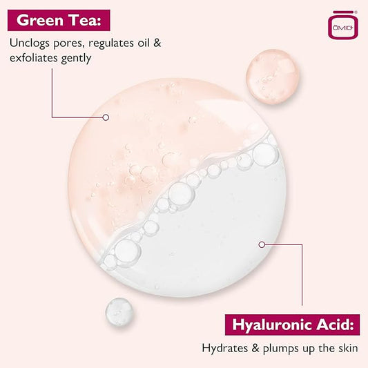 OMIC Biphasic Micellar Water - 4 oz / 118ml - All-in-1 Gentle Makeup Remover & Cleanser - Hydrating Facial Cleanser, Makeup Remover with Hyaluronic Acid and Green Tea Extract for All Skin Types