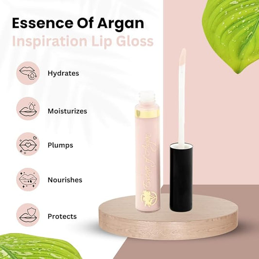 Essence Of Argan Inspiration Lip Gloss with Moroccan Argan Oil to Moisturize and Plump your Lips – Lip Care to Eliminate Dryness - Inspiration Matte Effect 0.25oz