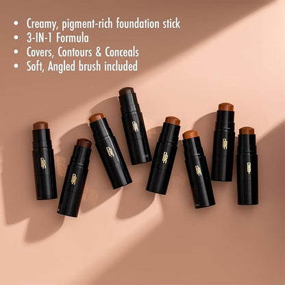 Black Radiance Color Perfect Foundation Stick with Soft Brush Applicator Duo – Buildable, Blendable Versatile Pigment-Rich Formula - Bronze Glow