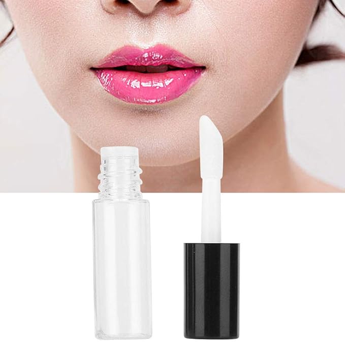 Case of 90 packs, Empty Plastic Clear Lip Gloss Tubes Lip Balm Bottle Container Black Transparent 1.2ML Makeup Tool for Women (90 pcs, Black)