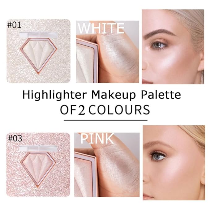White Highlighter Makeup Palette, Face Highlighter Palette Glitter Highlighter Palette Shimmer Highlighter Powder for Face Cheek Illuminator Iluminadores de Maquillaje (01)