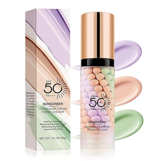 3 In 1 Primer for Face Before Makeup, SPF 50 Sunscreen Isolation Cream, One Step Color Corrector Face Primer, Oil Control & Moisturizing Skin Tone Correcting Hydrating Makeup Base (Purple, 01)