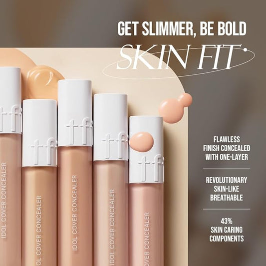 Idol Cover Concealer - Full Coverage, Lightweight, Sweat & Water Proof, Long-lasting, Lightweight, Conceales Dark Circles, Fine Lines, Redness, 0.22 Oz. (Y01 Light Beige, 0.22 Oz.)