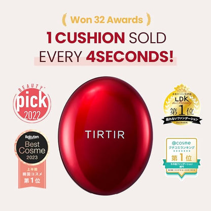 TIRTIR Handy Base Routine - Mask Fit Red Cushion #21N Ivory, Mini Size + Mask Fit Tone Up Essence