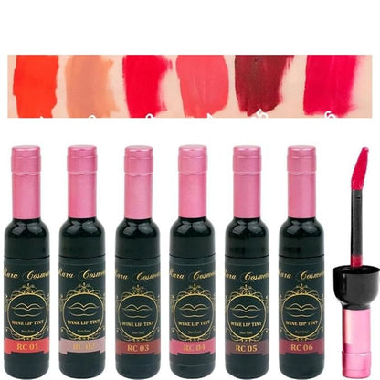 6 Multi Color Organic Wine Lip Tint Set, Lip Gloss, Wine Lip Tint Long Lasting 24 Hour Waterproof Nonstick Cup Lipgloss Lip Makeup Gift Sets for Girls and Women .17 Fl Oz
