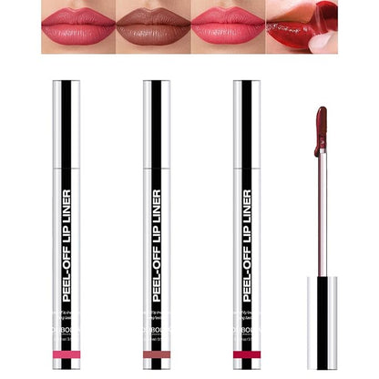 3PCS Lip Liner，Peel Off Lip Liner Tattoo, Peel Off Lip Stain, Long Lasting Lip Stain Peel Off, Infused with Hyaluronic Acid & Vitamin E, Makeup Gift for Women