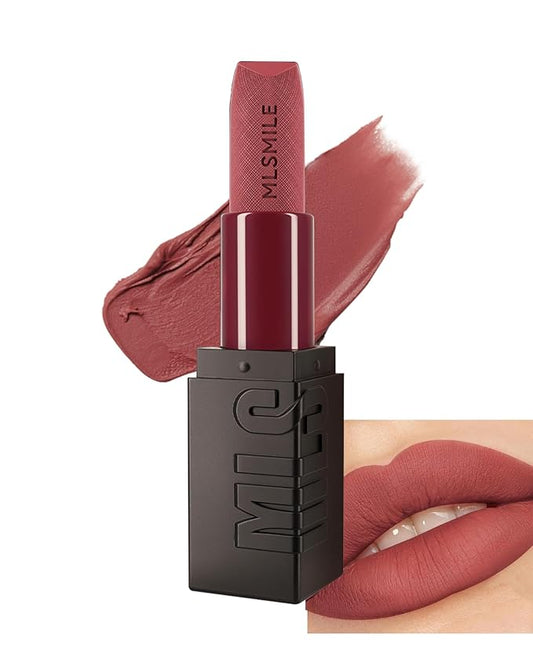 Matte Lipstick Rose Cherry, Nude Matte Red Lipstick Long-Lasting Lip Makeup Waterproof Smudge Proof for Women,Silky Velvet Moisturizing Lip Stick High Impact Lip Color Lip Gloss Balm Gift for Girls-04