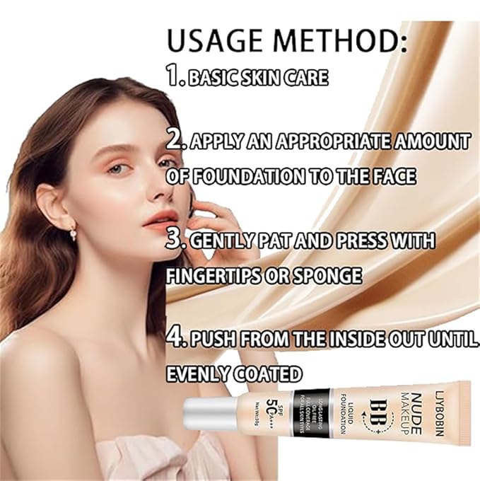 Hydrating BB Cream SPF 50+, Waterproof Full Coverage Concealer BB Cream for All Skin Types, Long Lasting Moisturizing Liquid Foundation for Men & Women (BB Cream, Natural)