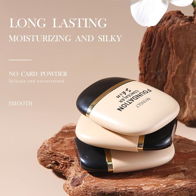 LAMUSELAND Full Coverage Foundation, 3 Shades Matte Oil Control Moisturizing Buildable Liquid Foundation Concealer Face Makeup for All Skin (Ivory White, M)