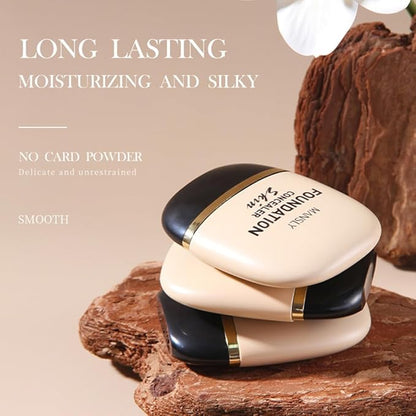 LAMUSELAND Full Coverage Foundation, 3 Shades Matte Oil Control Moisturizing Buildable Liquid Foundation Concealer Face Makeup for All Skin (Ivory White, M)